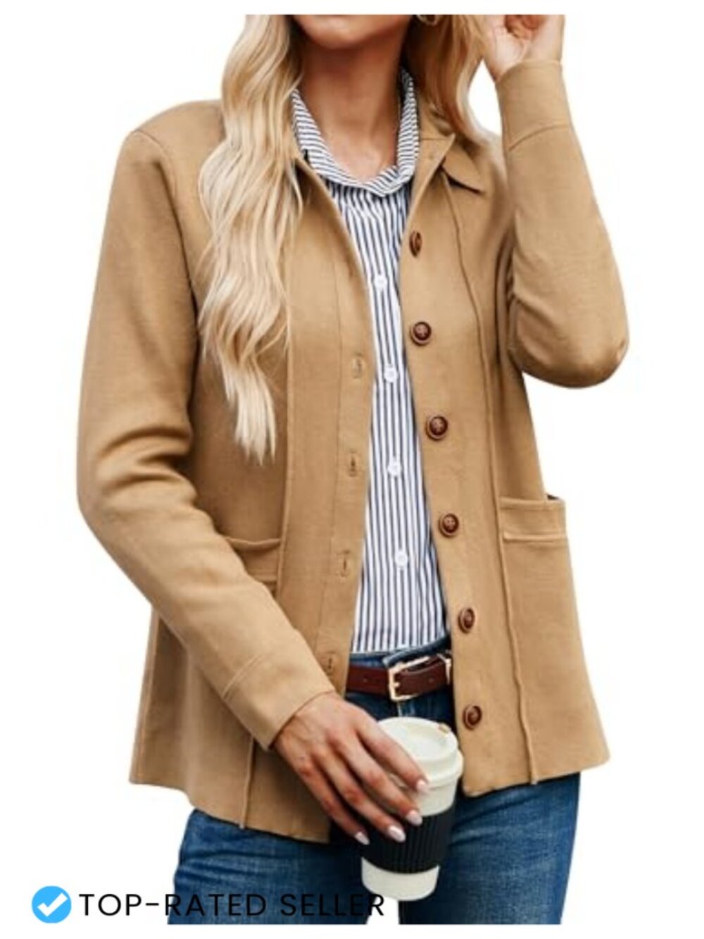 Women's Knit Button Down Cardigan Sweater with Pockets